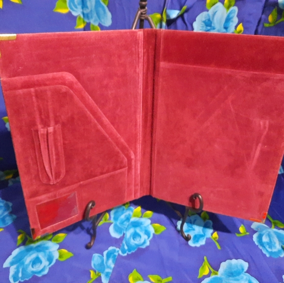 Vtg Amiet Notebook Holder Burgundy Eel Skin Hard Side Leather Inner Gorgeous - Picture 4 of 8